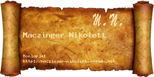Maczinger Nikolett névjegykártya